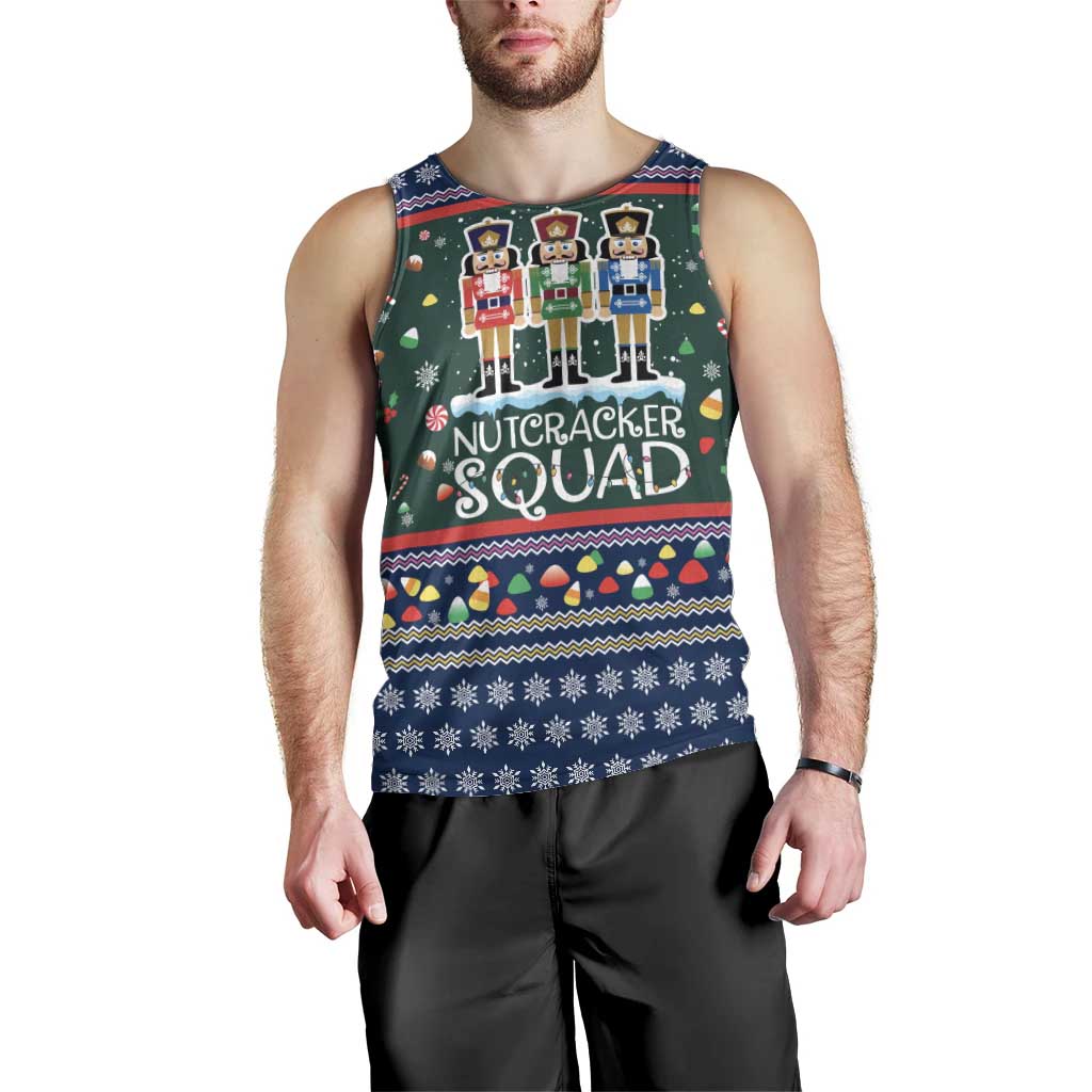 Nutcracker Squad Christmas Men Tank Top with Candy Cane and Snowflake Holiday Design - Wonder Print Shop