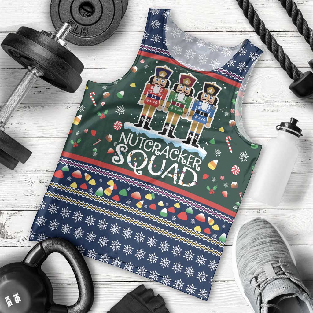 Nutcracker Squad Christmas Men Tank Top with Candy Cane and Snowflake Holiday Design - Wonder Print Shop
