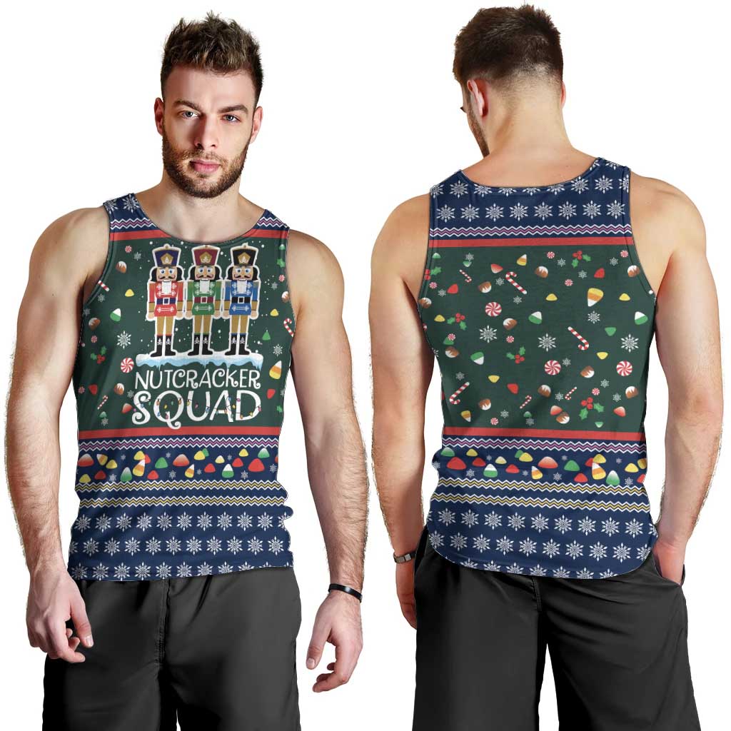 Nutcracker Squad Christmas Men Tank Top with Candy Cane and Snowflake Holiday Design - Wonder Print Shop