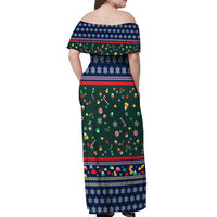 Nutcracker Squad Christmas Off Shoulder Maxi Dress with Candy Cane and Snowflake Holiday Design - Wonder Print Shop