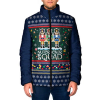 Nutcracker Squad Christmas Padded Jacket with Candy Cane and Snowflake Holiday Design - Wonder Print Shop