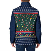 Nutcracker Squad Christmas Padded Jacket with Candy Cane and Snowflake Holiday Design - Wonder Print Shop