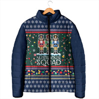Nutcracker Squad Christmas Padded Jacket with Candy Cane and Snowflake Holiday Design - Wonder Print Shop