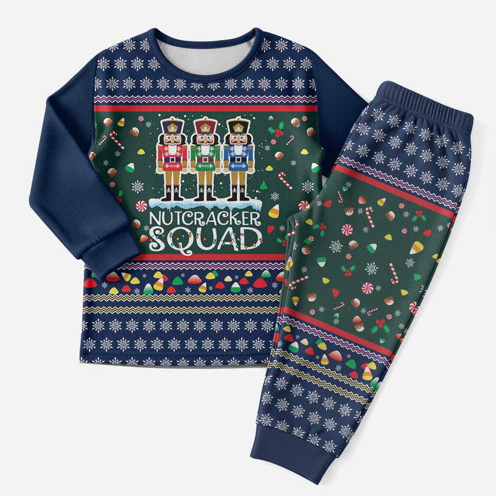 Nutcracker Squad Christmas Pajama Set with Candy Cane and Snowflake Holiday Design - Wonder Print Shop