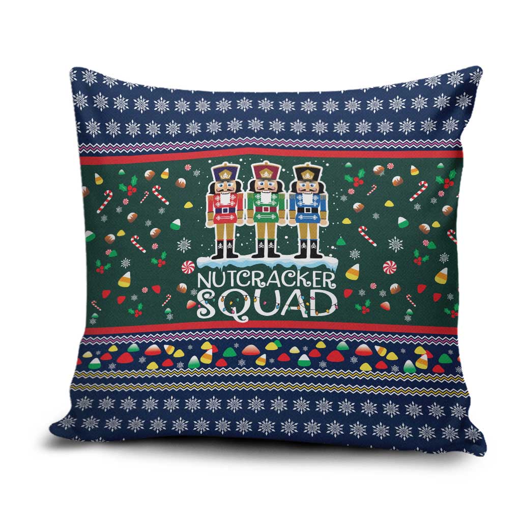 Nutcracker Squad Christmas Pillow Cover with Candy Cane and Snowflake Holiday Design - Wonder Print Shop