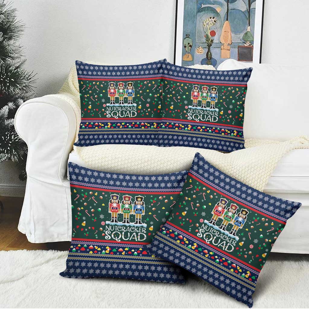 Nutcracker Squad Christmas Pillow Cover with Candy Cane and Snowflake Holiday Design - Wonder Print Shop