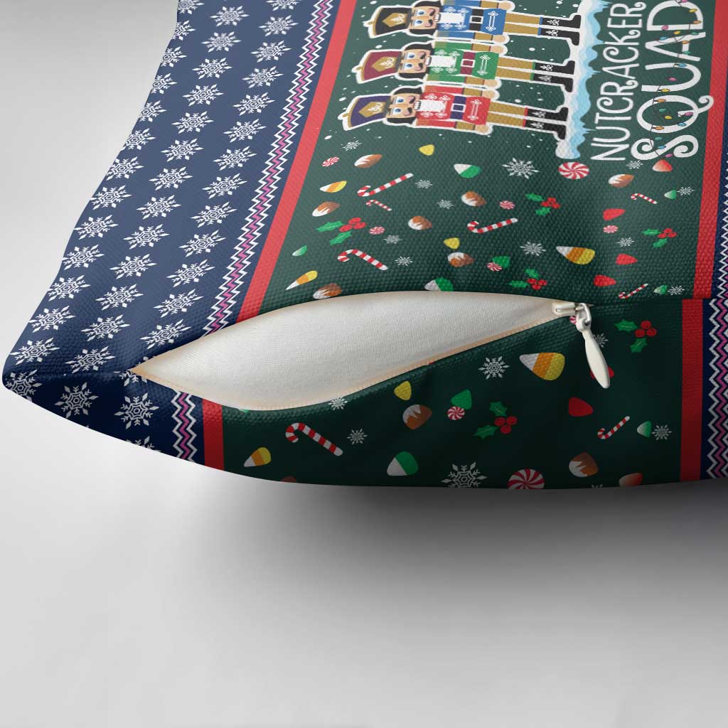 Nutcracker Squad Christmas Pillow Cover with Candy Cane and Snowflake Holiday Design - Wonder Print Shop