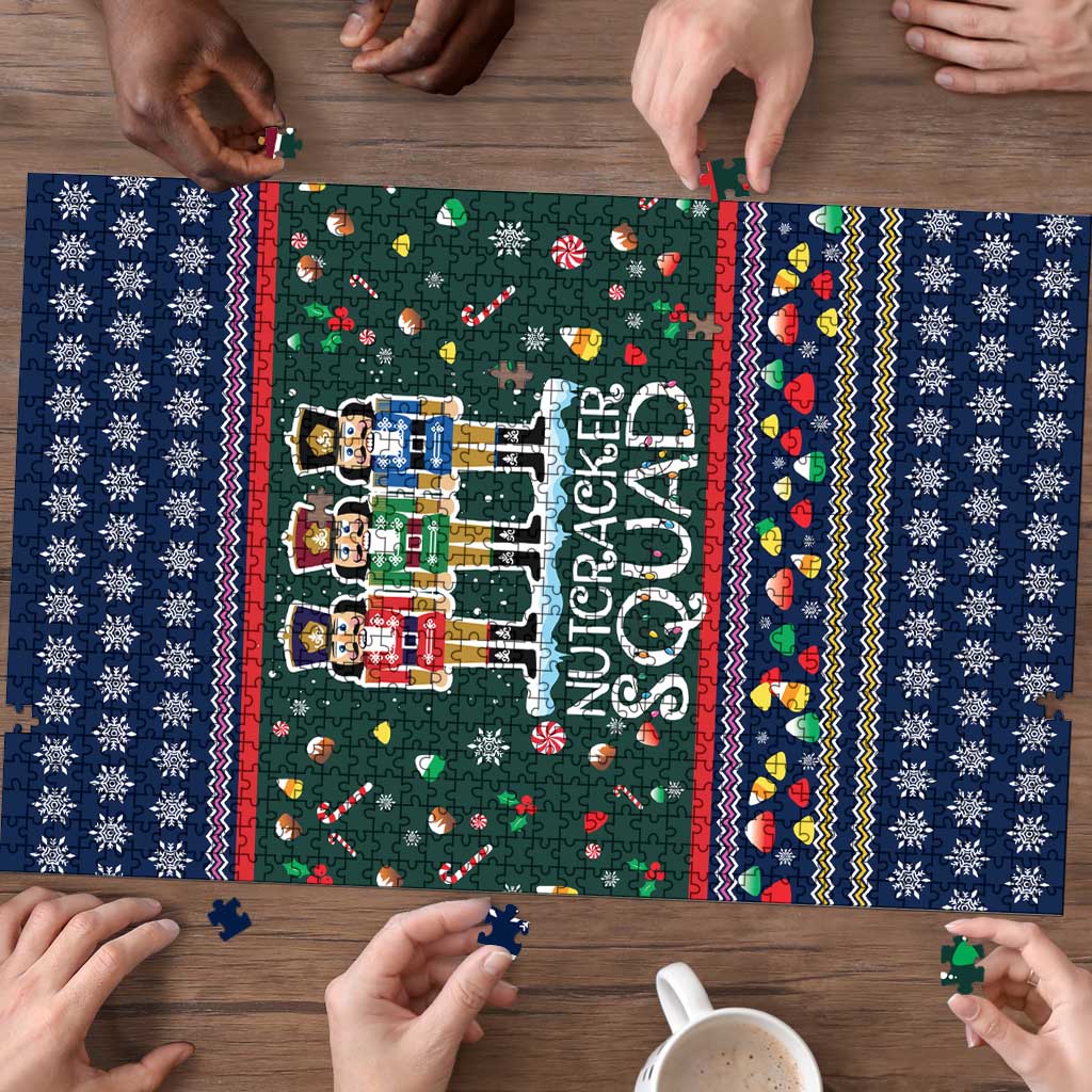 Nutcracker Squad Christmas Puzzle with Candy Cane and Snowflake Holiday Design - Wonder Print Shop