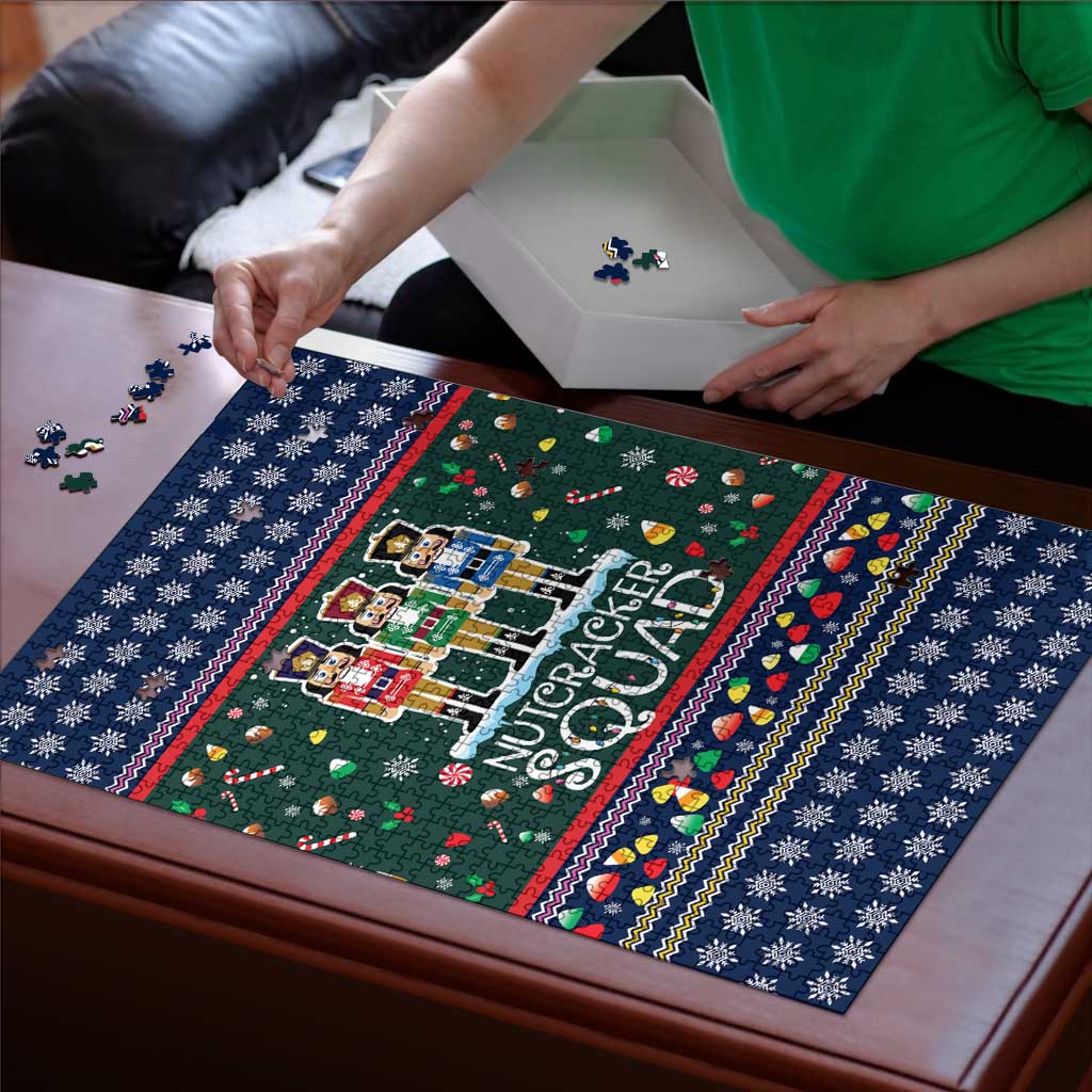 Nutcracker Squad Christmas Puzzle with Candy Cane and Snowflake Holiday Design - Wonder Print Shop
