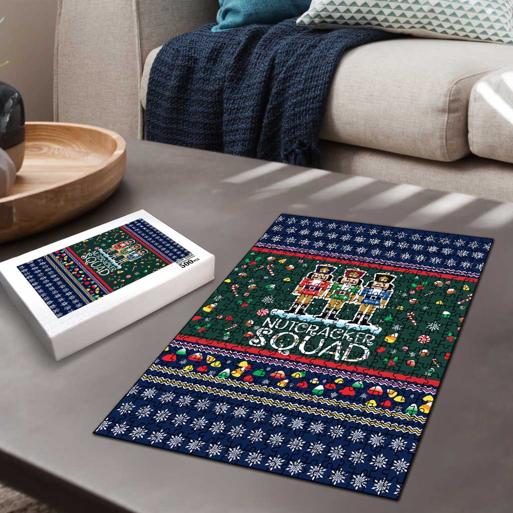 Nutcracker Squad Christmas Puzzle with Candy Cane and Snowflake Holiday Design - Wonder Print Shop