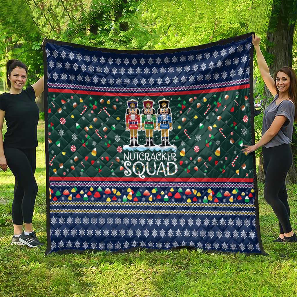 Nutcracker Squad Christmas Quilt with Candy Cane and Snowflake Holiday Design - Wonder Print Shop