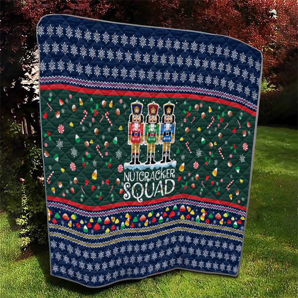 Nutcracker Squad Christmas Quilt with Candy Cane and Snowflake Holiday Design - Wonder Print Shop