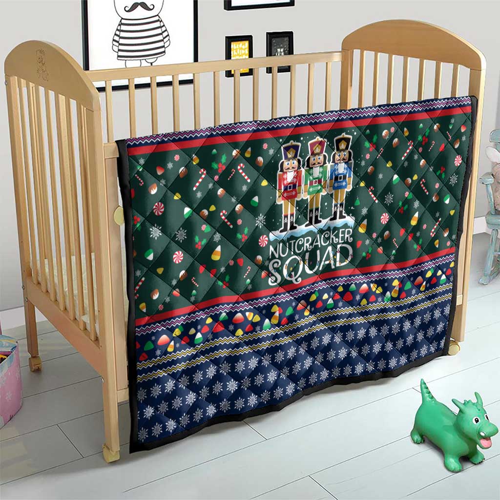 Nutcracker Squad Christmas Quilt with Candy Cane and Snowflake Holiday Design - Wonder Print Shop