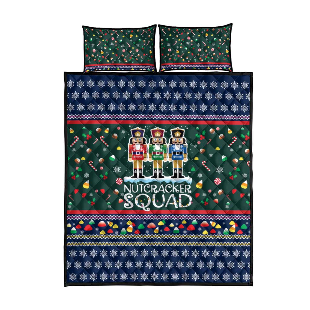 Nutcracker Squad Christmas Quilt Bed Set with Candy Cane and Snowflake Holiday Design - Wonder Print Shop