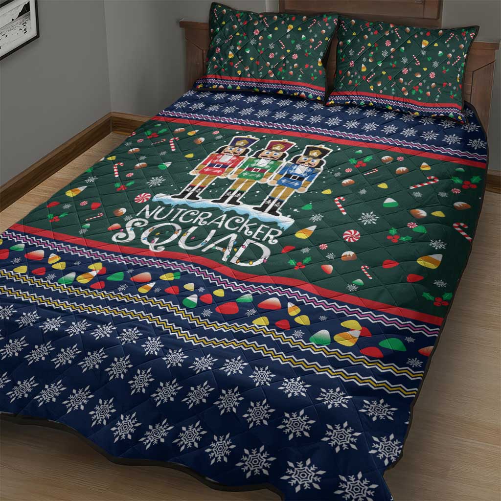 Nutcracker Squad Christmas Quilt Bed Set with Candy Cane and Snowflake Holiday Design - Wonder Print Shop