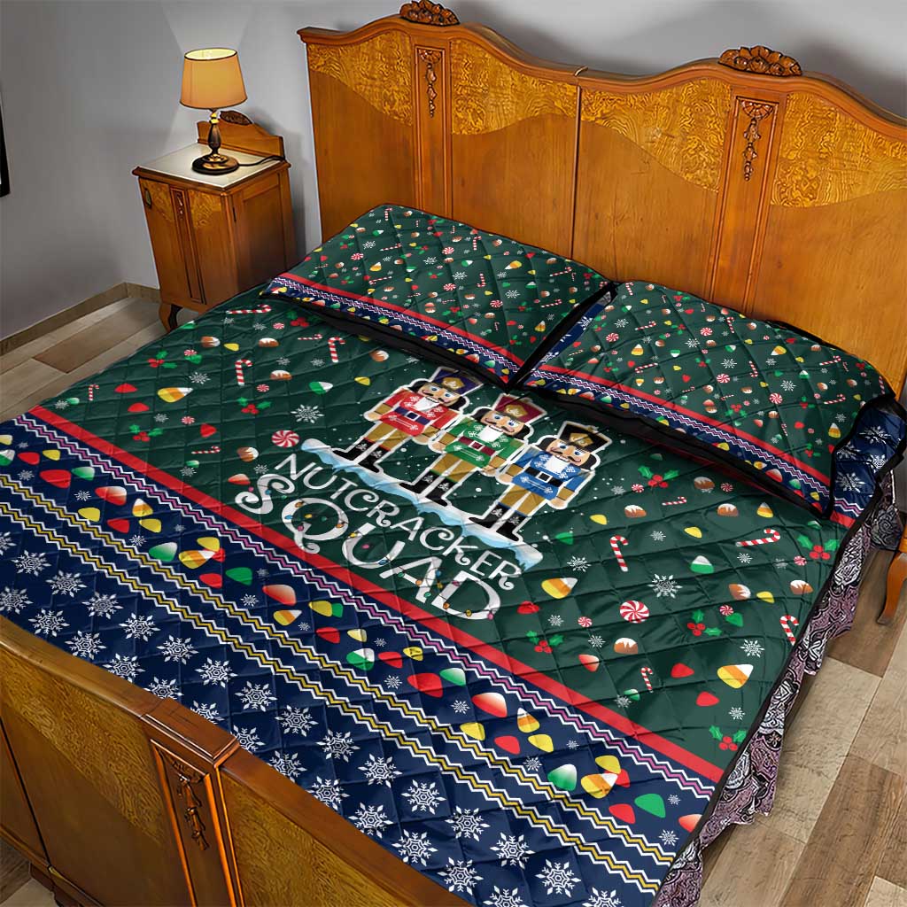 Nutcracker Squad Christmas Quilt Bed Set with Candy Cane and Snowflake Holiday Design - Wonder Print Shop
