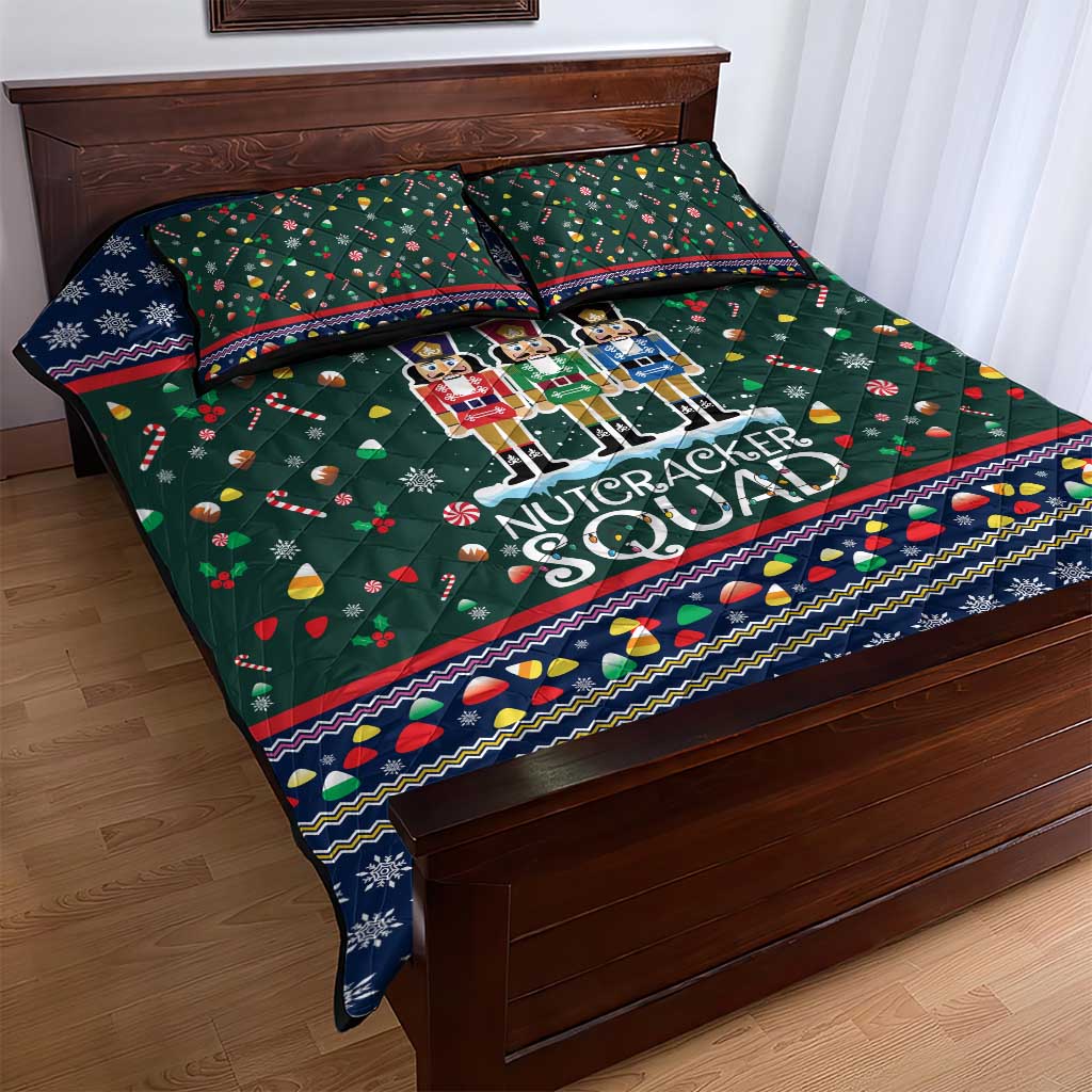 Nutcracker Squad Christmas Quilt Bed Set with Candy Cane and Snowflake Holiday Design - Wonder Print Shop