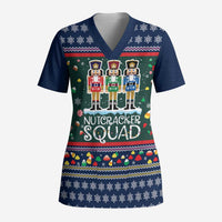Nutcracker Squad Christmas Scrub Top with Candy Cane and Snowflake Holiday Design - Wonder Print Shop