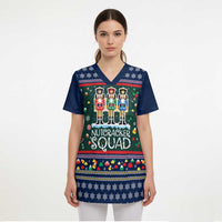 Nutcracker Squad Christmas Scrub Top with Candy Cane and Snowflake Holiday Design - Wonder Print Shop