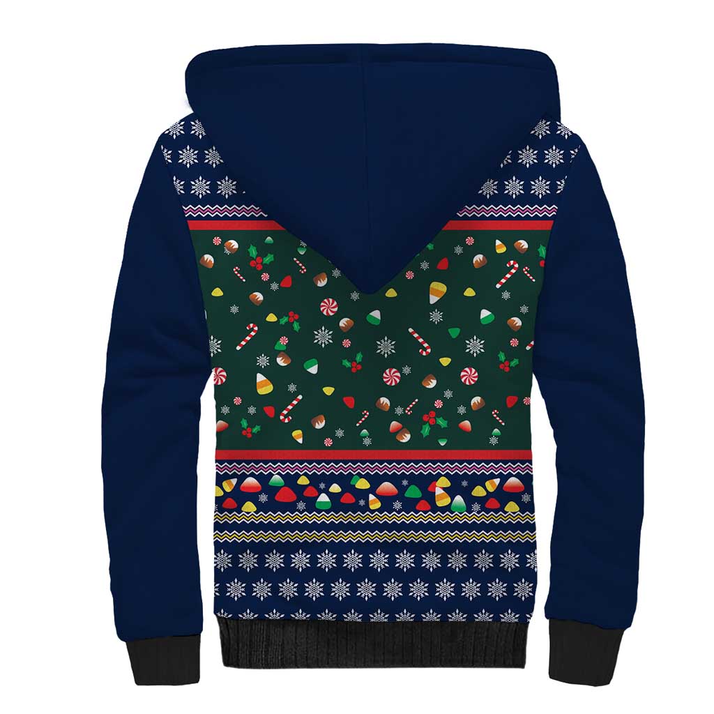 Nutcracker Squad Christmas Sherpa Hoodie with Candy Cane and Snowflake Holiday Design - Wonder Print Shop
