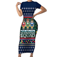 Nutcracker Squad Christmas Short Sleeve Bodycon Dress with Candy Cane and Snowflake Holiday Design - Wonder Print Shop