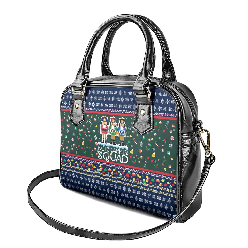 Nutcracker Squad Christmas Shoulder Handbag with Candy Cane and Snowflake Holiday Design - Wonder Print Shop