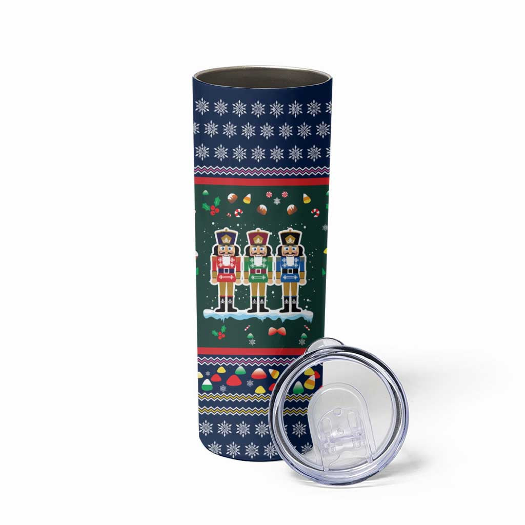 Nutcracker Squad Christmas Skinny Tumbler with Candy Cane and Snowflake Holiday Design - Wonder Print Shop