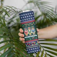 Nutcracker Squad Christmas Skinny Tumbler with Candy Cane and Snowflake Holiday Design - Wonder Print Shop
