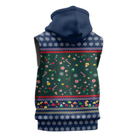Nutcracker Squad Christmas Sleeveless Hoodie with Candy Cane and Snowflake Holiday Design - Wonder Print Shop