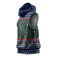 Nutcracker Squad Christmas Sleeveless Hoodie with Candy Cane and Snowflake Holiday Design - Wonder Print Shop