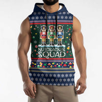 Nutcracker Squad Christmas Sleeveless Hoodie with Candy Cane and Snowflake Holiday Design - Wonder Print Shop