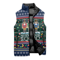 Nutcracker Squad Christmas Sleeveless Puffer Jacket with Candy Cane and Snowflake Holiday Design - Wonder Print Shop