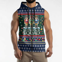 Nutcracker Squad Christmas Sleeveless Zip Hoodie with Candy Cane and Snowflake Holiday Design - Wonder Print Shop