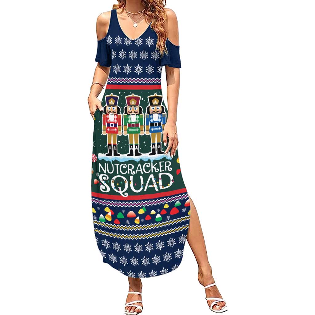Nutcracker Squad Christmas Summer Maxi Dress with Candy Cane and Snowflake Holiday Design - Wonder Print Shop