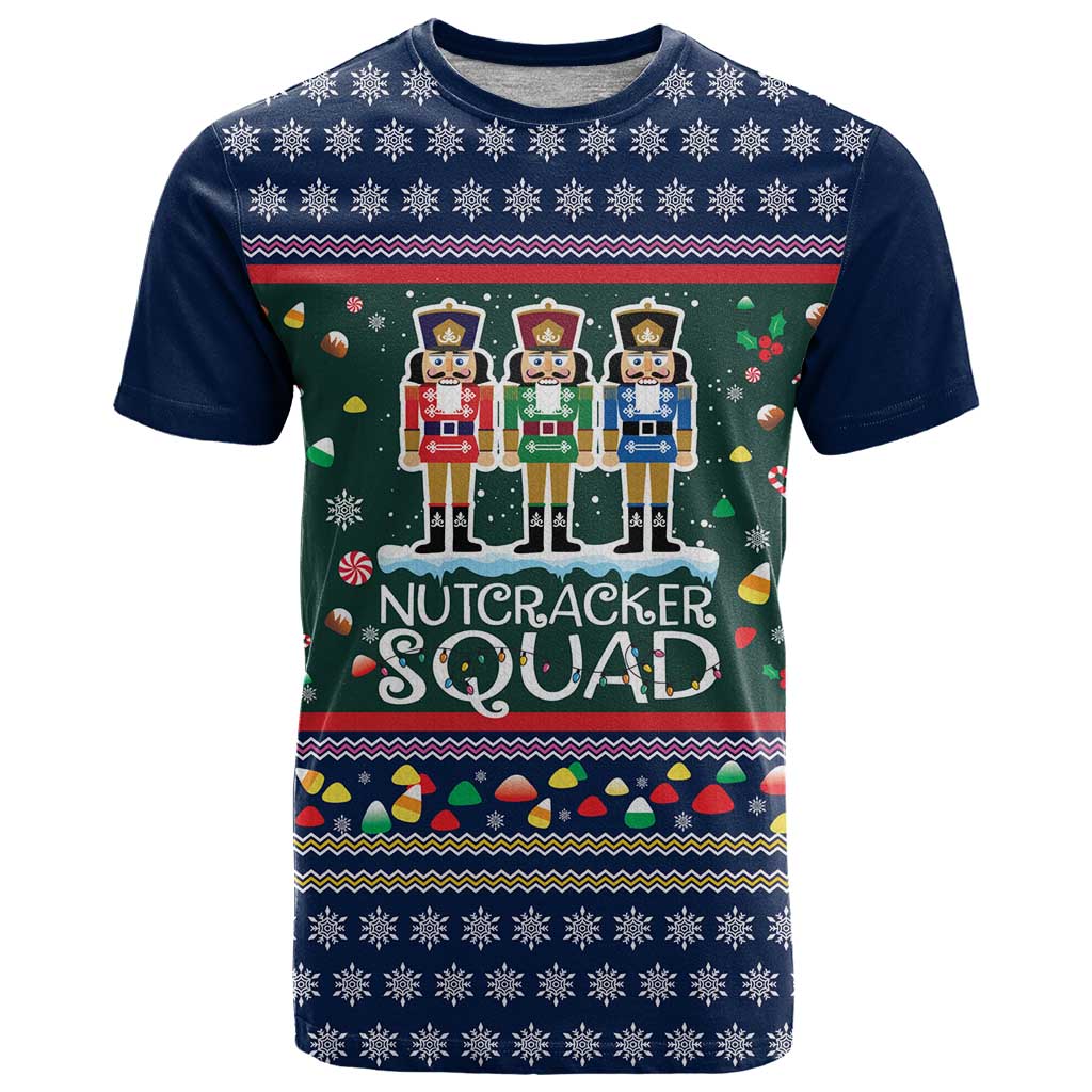Nutcracker Squad Christmas T Shirt with Candy Cane and Snowflake Holiday Design - Wonder Print Shop