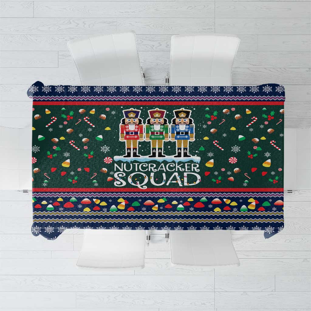 Nutcracker Squad Christmas Tablecloth with Candy Cane and Snowflake Holiday Design - Wonder Print Shop