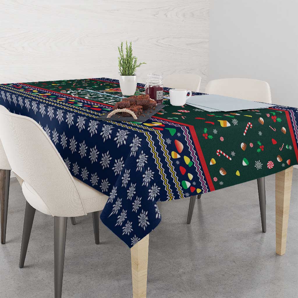 Nutcracker Squad Christmas Tablecloth with Candy Cane and Snowflake Holiday Design - Wonder Print Shop