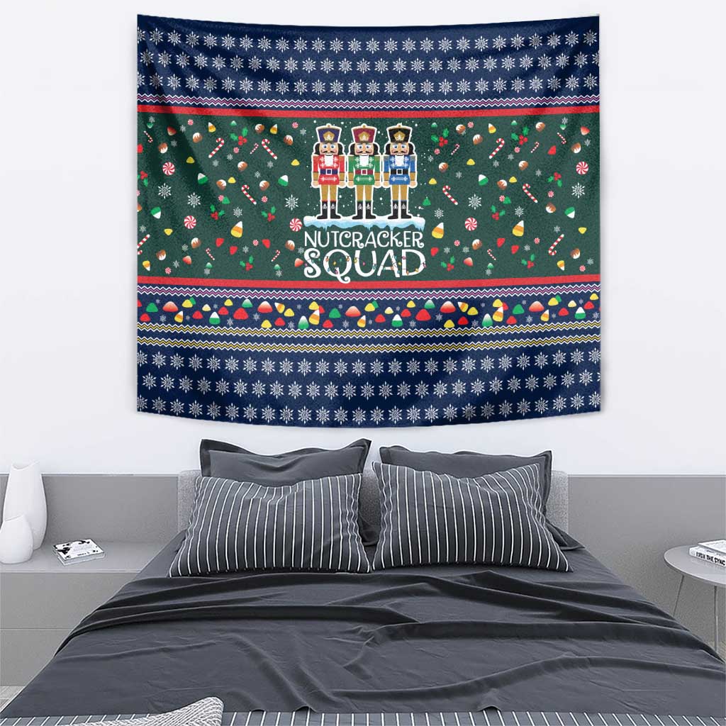 Nutcracker Squad Christmas Tapestry with Candy Cane and Snowflake Holiday Design - Wonder Print Shop