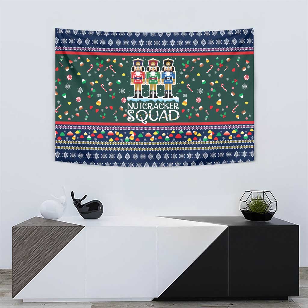 Nutcracker Squad Christmas Tapestry with Candy Cane and Snowflake Holiday Design - Wonder Print Shop