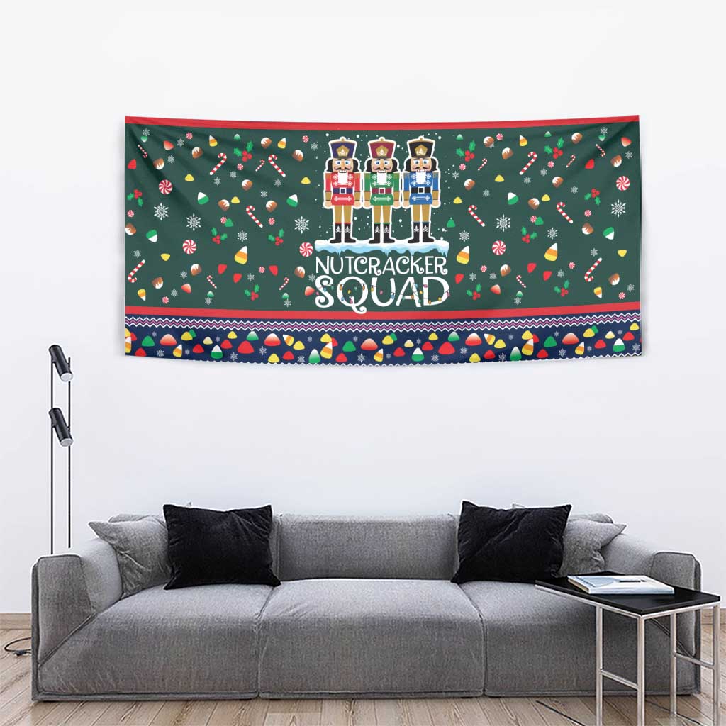 Nutcracker Squad Christmas Tapestry with Candy Cane and Snowflake Holiday Design - Wonder Print Shop
