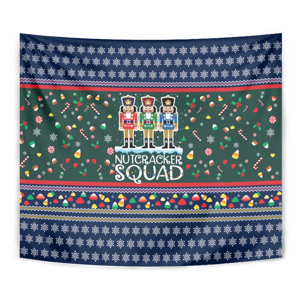 Nutcracker Squad Christmas Tapestry with Candy Cane and Snowflake Holiday Design - Wonder Print Shop