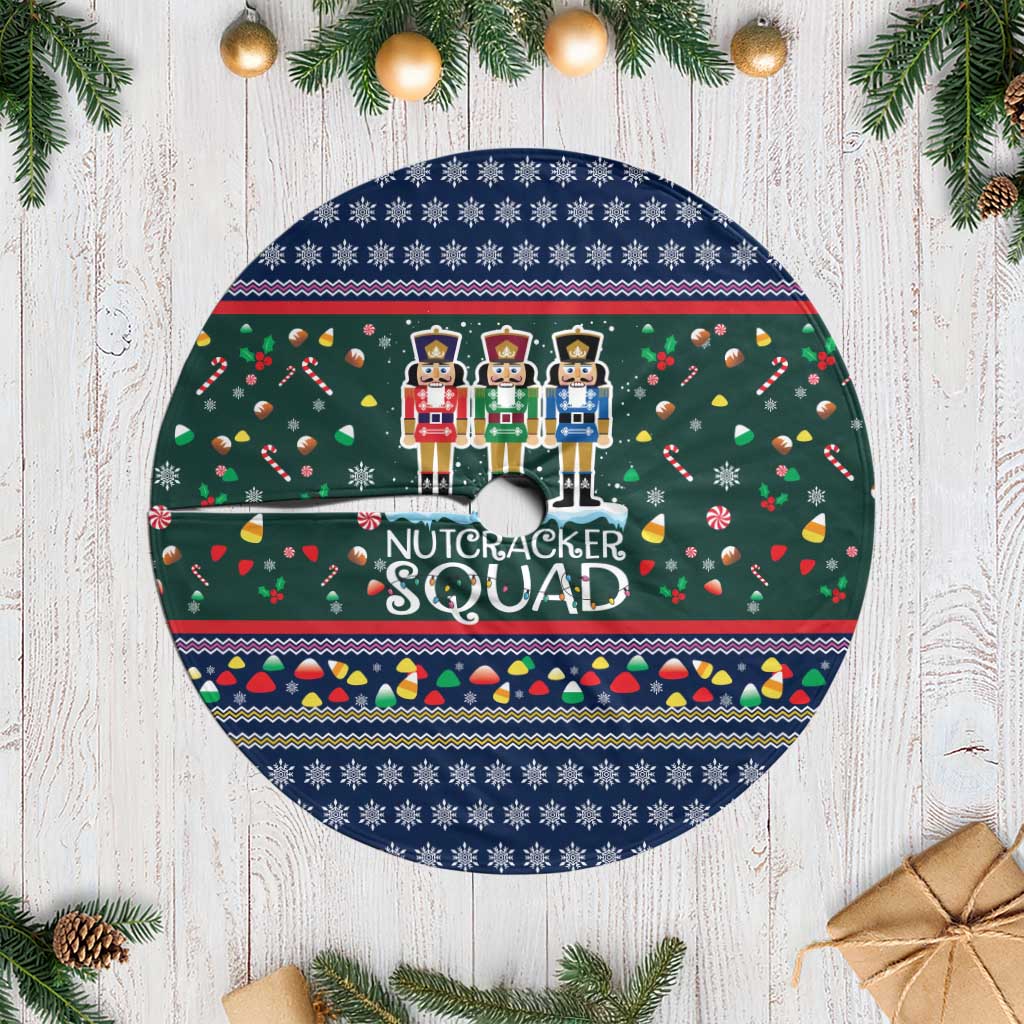 Nutcracker Squad Christmas Tree Skirt with Candy Cane and Snowflake Holiday Design - Wonder Print Shop
