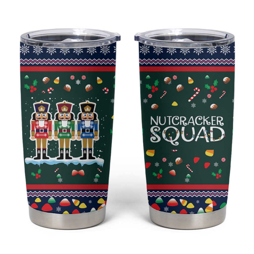 Nutcracker Squad Christmas Tumbler Cup with Candy Cane and Snowflake Holiday Design - Wonder Print Shop