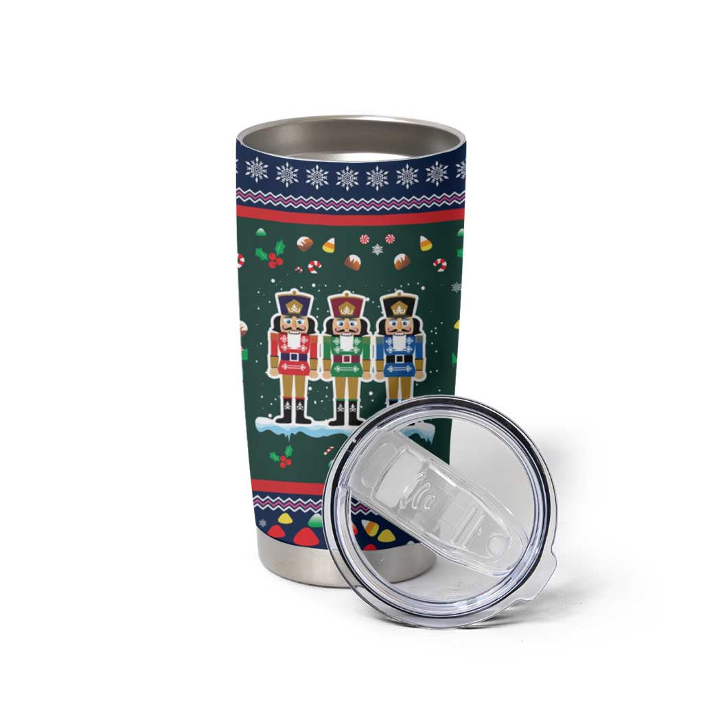 Nutcracker Squad Christmas Tumbler Cup with Candy Cane and Snowflake Holiday Design - Wonder Print Shop