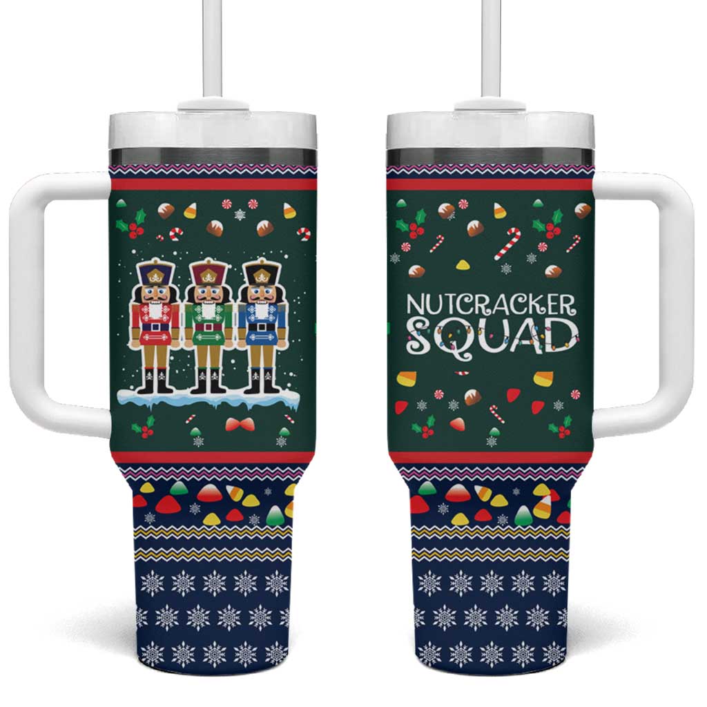 Nutcracker Squad Christmas Tumbler With Handle with Candy Cane and Snowflake Holiday Design - Wonder Print Shop
