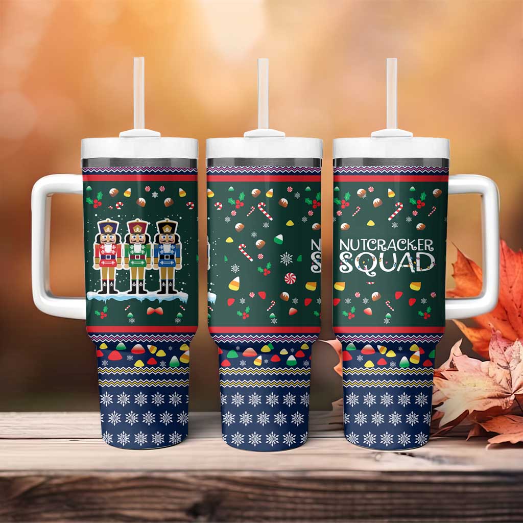 Nutcracker Squad Christmas Tumbler With Handle with Candy Cane and Snowflake Holiday Design - Wonder Print Shop