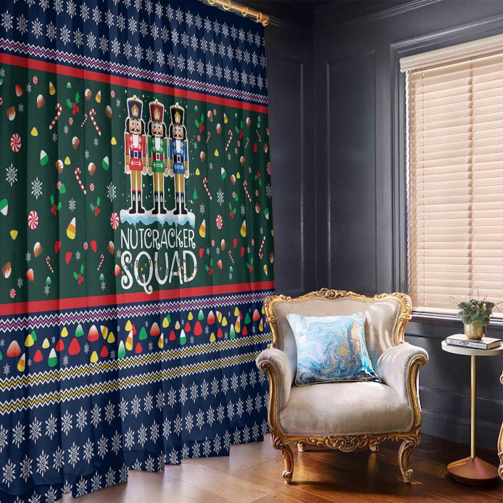 Nutcracker Squad Christmas Window Curtain with Candy Cane and Snowflake Holiday Design - Wonder Print Shop