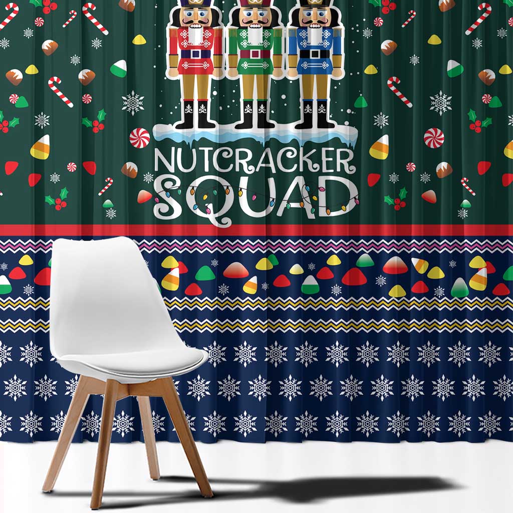 Nutcracker Squad Christmas Window Curtain with Candy Cane and Snowflake Holiday Design - Wonder Print Shop