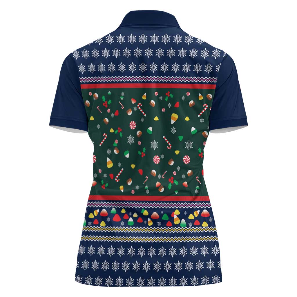 Nutcracker Squad Christmas Women Polo Shirt with Candy Cane and Snowflake Holiday Design - Wonder Print Shop