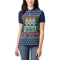 Nutcracker Squad Christmas Women Polo Shirt with Candy Cane and Snowflake Holiday Design - Wonder Print Shop